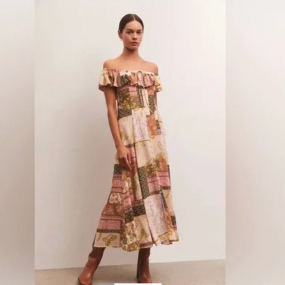 Z Supply Veda Off Shoulder Midi Dress Sz L